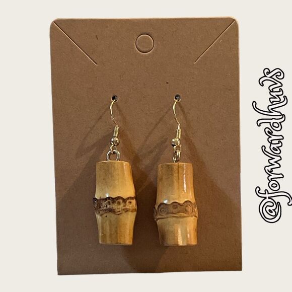 Bundle Sale 3 for $15 | Bamboo Wood Dangle Earrings - Picture 3 of 8